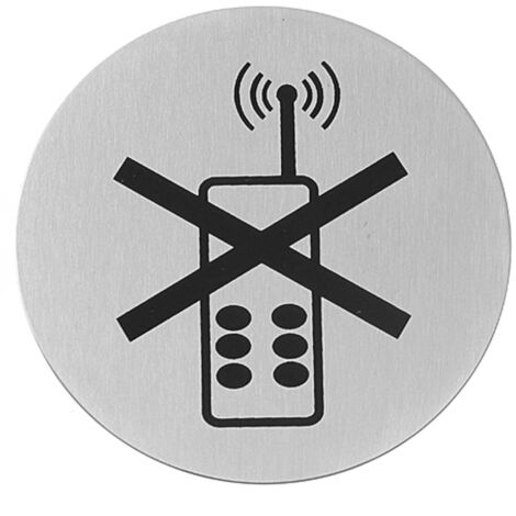 Panneau d'information autocollant TÉLÉPHONE INTERDIT, acier inoxydable, diamètre 75 mm - Hendi 663653