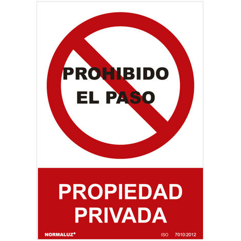 Panneau D'interdiction ''prohibido El Paso Propiedad Privada'' (pvc 0.7mm) 30x40cm