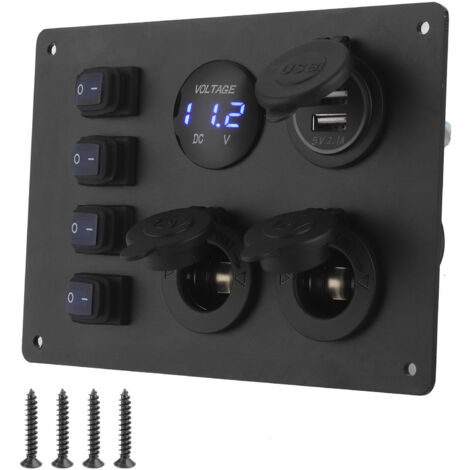 Panneau d'interrupteur à bascule étanche à 4 gangs, double Port USB, affichage de la tension, prise 12V pour voiture, bateau, camping-car