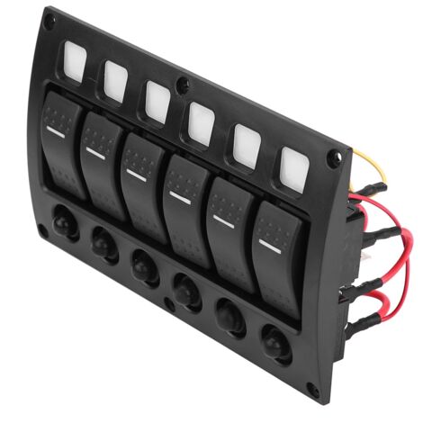Panneau d'interrupteur bascule 6P 12/24V avec voyant LED et disjoncteur pour voiture, bateau, camping-car, yacht