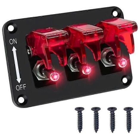 Panneau d'interrupteurs 3 boutons avec fusibles 20A 24V 12V, disjoncteur à bascule lumineux pour camion automobile
