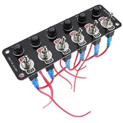 Panneau d'interrupteurs à bascule 12V 24V, 6 boutons lumineux avec fusibles 10A, coupe-circuit pour voiture et bateau
