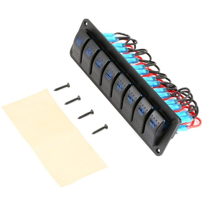 Lifcausal - Panneau d'interrupteurs à bascule pour bateau marin 8 gangs, panneau d'interrupteurs led étanche 12 V/24 v pour camping-car, camion,