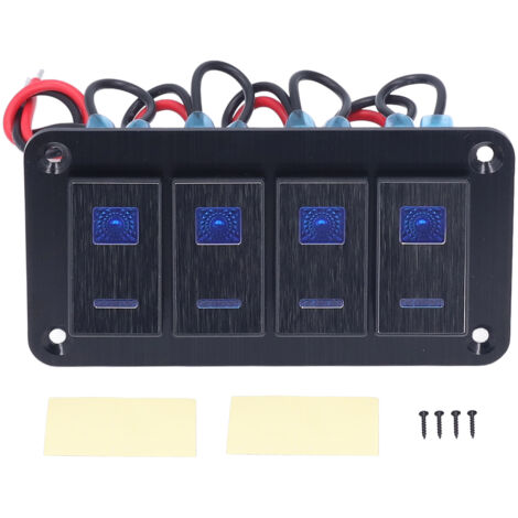 Panneau d'interrupteurs basculants 4 voies étanche avec rétroéclairage LED - Parfait pour bateaux à moteur [12-24V CC]