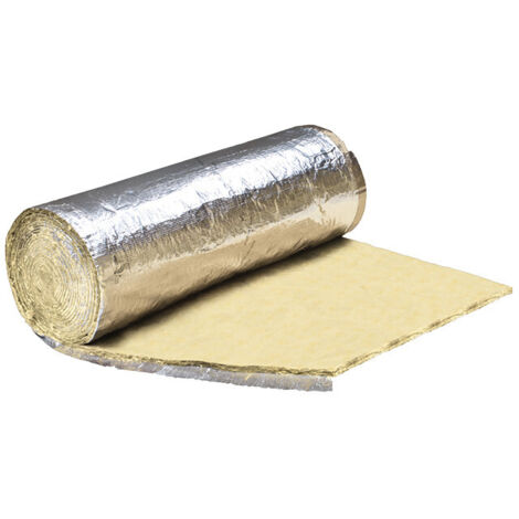 Panneau d'isolation laine de verre 25mm – Rouleau 11,5m² (10x1,15m) – Alu1 pour chantiers humides – A1 – Nather