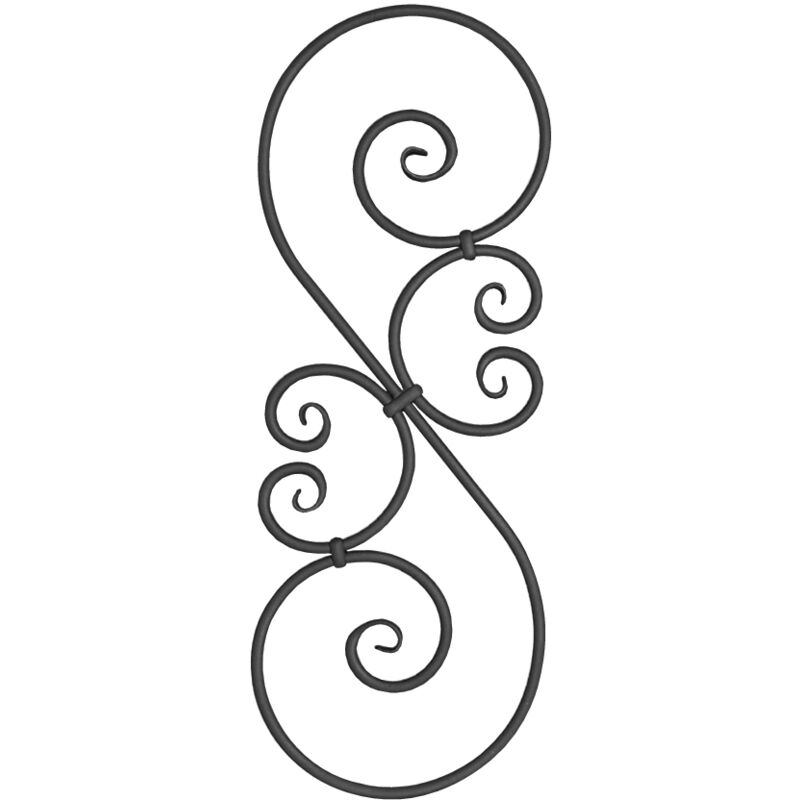 Panneau grande volute - Hauteur 900mm Largeur 330mm en plat carré lisse de 14mm - Fer forgé - à souder Deco Fer Forge