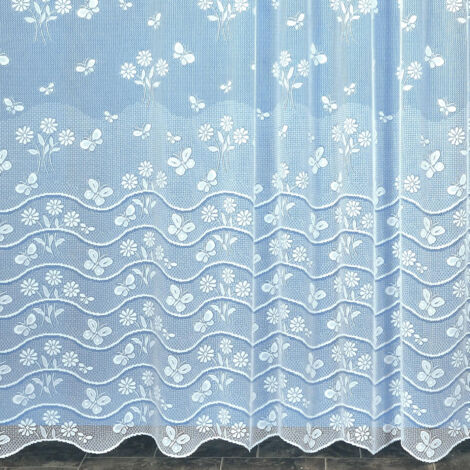 Panneau droit papillon en dentelle modulable avec ruban fronceur Blanc 175x180 cm