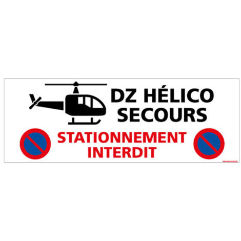 PANNEAU DZ HELICO SECOURS STATIONNEMENT (D1094) - Adhésif - 210 x 75 mm