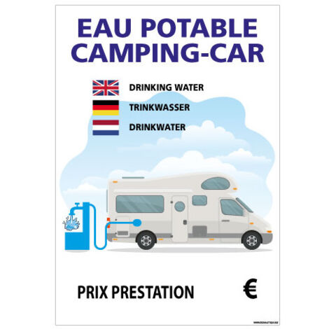 PANNEAU EAU POTABLE CAMPING-CAR PERSONNALISABLE (H0454) - Adhésif - 75 x 105 mm