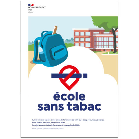 Panneau "École sans tabac" – Décret 2025-582 – PVC – Format 21x30 cm – Signalétique obligatoire