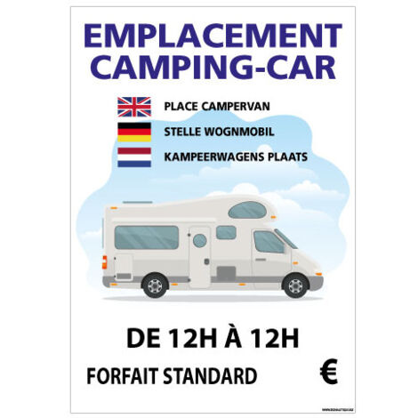 PANNEAU EMPLACEMENT CAMPING-CAR PERSONNALISABLE (H0453) - Plastique PVC 1,5 mm - 450 x 630 mm