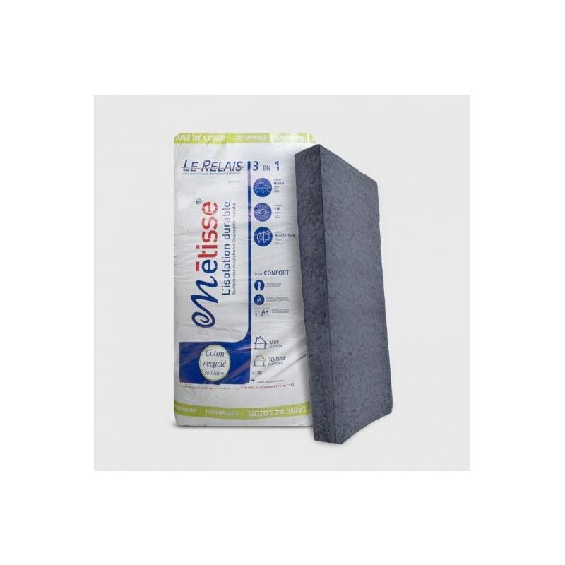 laine de coton en panneau le relais metisse, ép. 160mm - 1200 x 600mm, 3 panneaux = 1.99m²