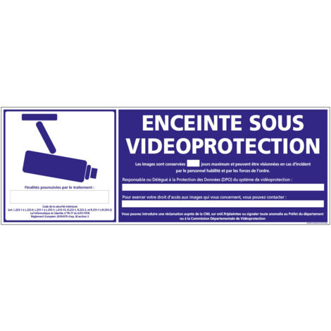 Panneau ENCEINTE SOUS VIDEO PROTECTION (G0858-LOI-B-NEW) - Adhésif - 210 x 75 mm