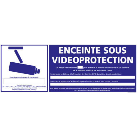 PANNEAU ENCEINTE SOUS VIDEOPROTECTION (G1077) - Adhésif - 210 x 75 mm