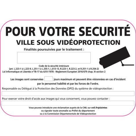 Panneau entrée de ville sous video protection (VPV002) Bretagne Classe 1 - 500 x 300 mm