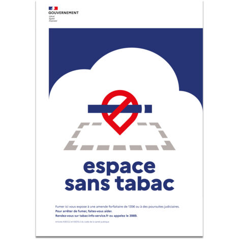 Panneau "Espace sans tabac" – Décret 2025-582 – ADHÉSIF – Format 21x30 cm