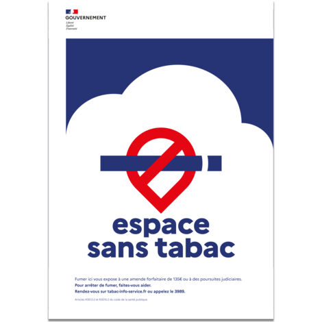 Panneau "Espace sans tabac" – Décret 2025-582 – ALUMINIUM – Format 21x30 cm