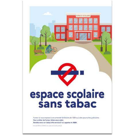 Panneau "Espace scolaire sans tabac" – Décret 2025-582 – ADHÉSIF – Format 15x21 cm – Signalétique obligatoire