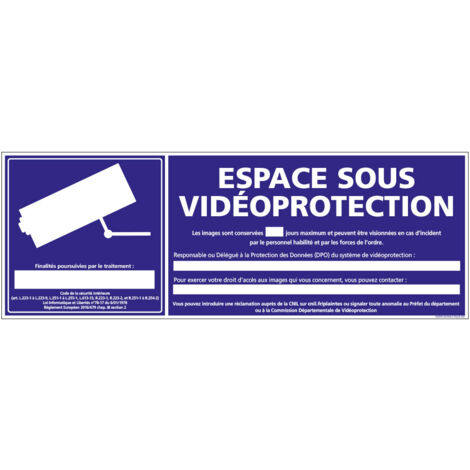 Panneau ESPACE SOUS VIDEOPROTECTION (G0255-LOI-B) - Adhésif - 210 x 75 mm
