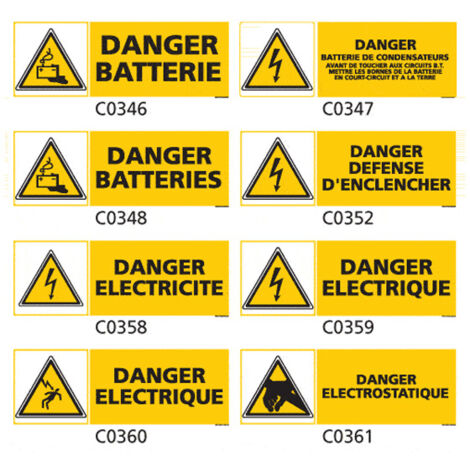 Panneau et Pictogramme de Signalisation danger électrique - C0359 - 700 x 250 mm