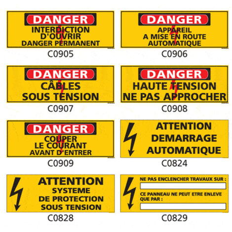 Panneau et Pictogramme de Signalisation danger électrique - C0900 - 210 x 75 mm
