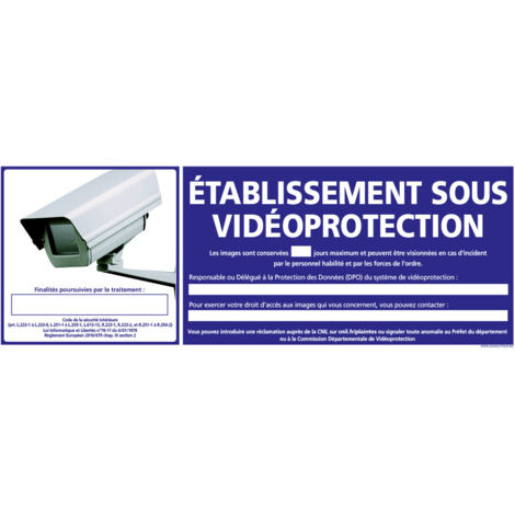 PANNEAU ETABLISSEMENT SOUS VIDEO PROTECTION (G1192) - Adhésif - 210 x 75 mm