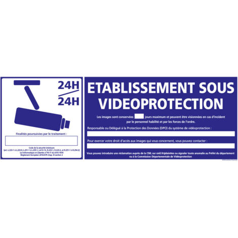 PANNEAU ETABLISSEMENT SOUS VIDEO PROTECTION (G1232) - Adhésif - 210 x 75 mm