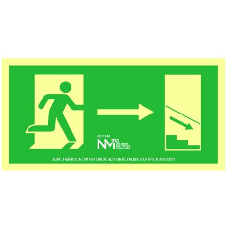 Panneau évacuation Escaliers Droite Signalisation Pvc Luminescent Classe B - Normaluz