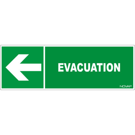 Panneau Evacuation flèche gauche - Rigide 450x150mm - 4030906