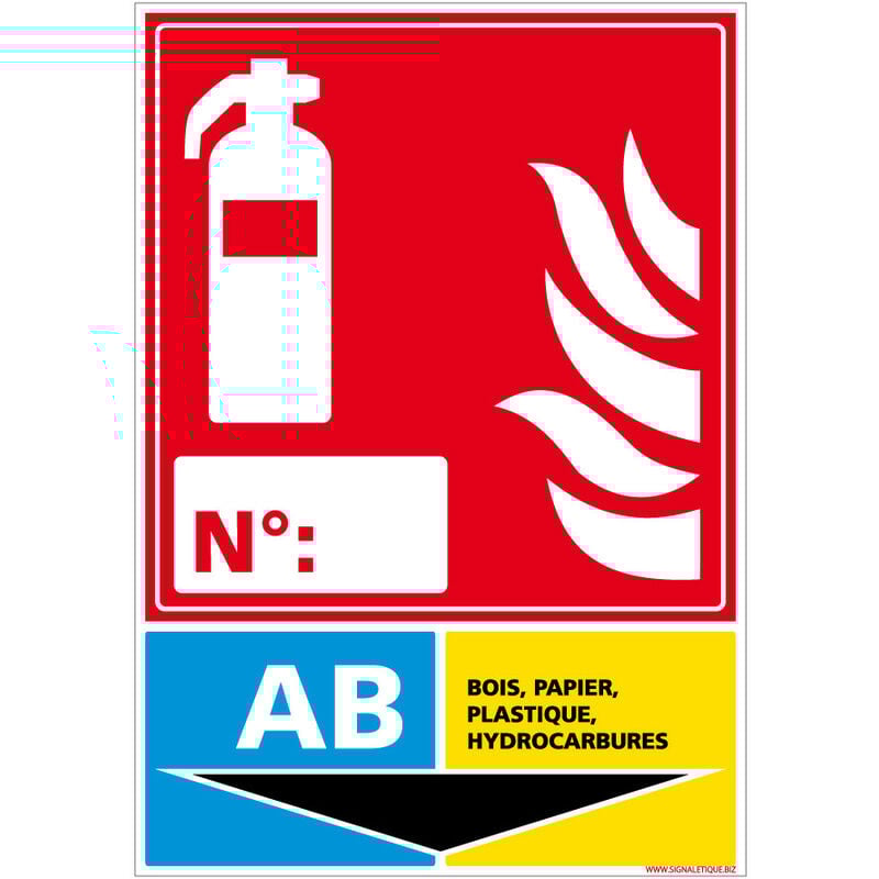 Panneau Extincteur Classe ab Incendie (A0233). Panneau Extincteur Incendie. Classe d'extincteur ab en autocollant, pvc ou Alu - Aluminium 2 mm - 450