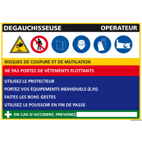 Panneau Fiche de Poste Dégauchisseuse (C1100) - Aluminium 2 mm - 300 x 210 mm