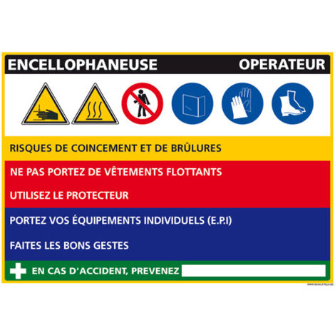 Panneau Fiche de Poste Encellophaneuse (C1101) - Plastique PVC 1,5 mm - 210 x 300 mm
