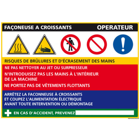 Panneau Fiche de Poste Façonneuse à Croissants (C0823) - Plastique PVC 1,5 mm - 420 x 300 mm