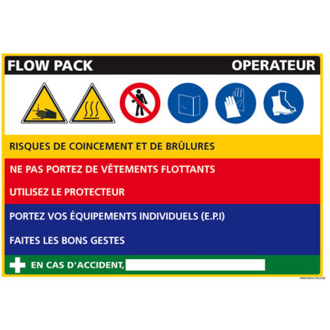Panneau Fiche de Poste Flow Pack (C1103) - Adhésif - 210 x 300 mm
