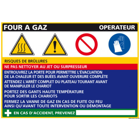 Panneau Fiche de Poste Four à Gaz (C0841) - Adhésif - 300 x 210 mm