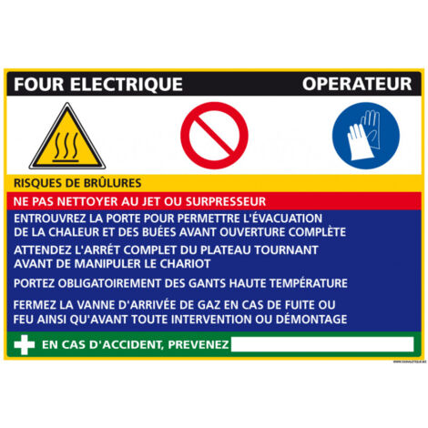 Panneau Fiche de Poste Four électrique (C0842) - Adhésif - 300 x 210 mm