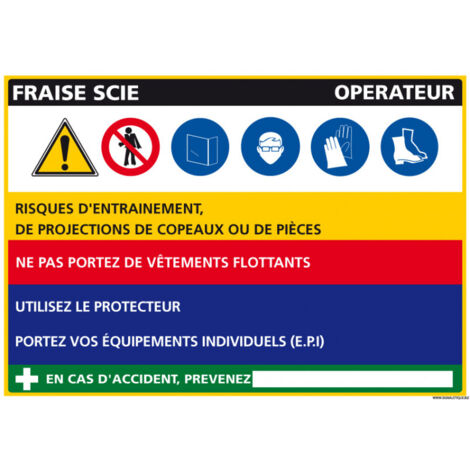 Panneau Fiche de Poste Fraise Scie (C1105) - Plastique PVC 1,5 mm - 300 x 210 mm