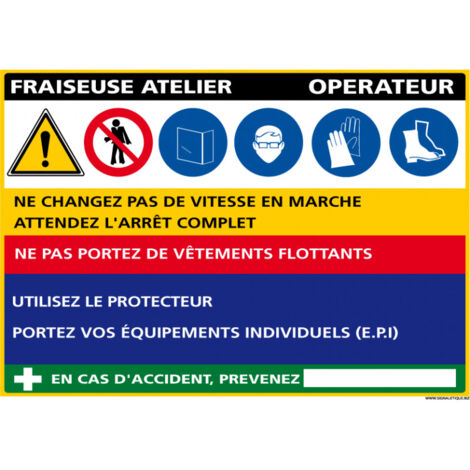Panneau Fiche de Poste Fraiseuse Atelier (C1104) - Adhésif - 300 x 210 mm