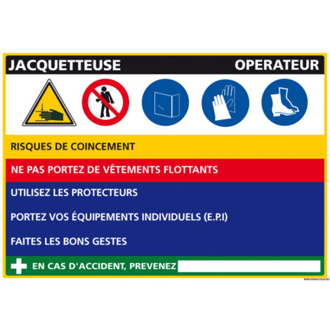 Panneau Fiche de Poste Jacquetteuse - Adhésif - 300 x 210 mm