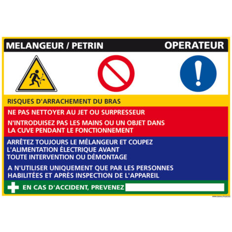 Panneau Fiche de Poste Mélangeur/Pétrin (C1087) - Aluminium 2 mm - 210 x 300 mm