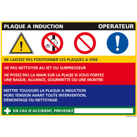 Panneau Fiche de Poste Plaque à induction (C1088) - Adhésif - 210 x 300 mm