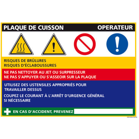 Panneau Fiche de Poste Plaque de Cuisson (C1089) - Aluminium 2 mm - 210 x 300 mm
