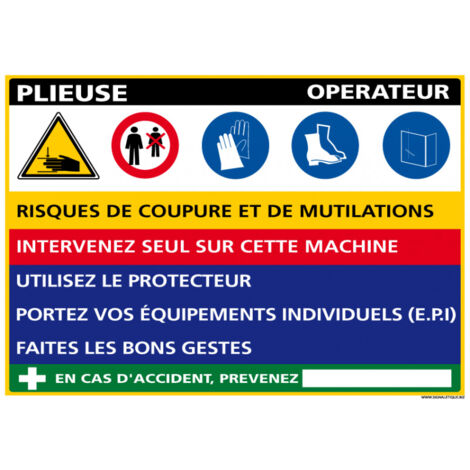 Panneau Fiche de poste Plieuse (C1114) - Aluminium 2 mm - 420 x 300 mm