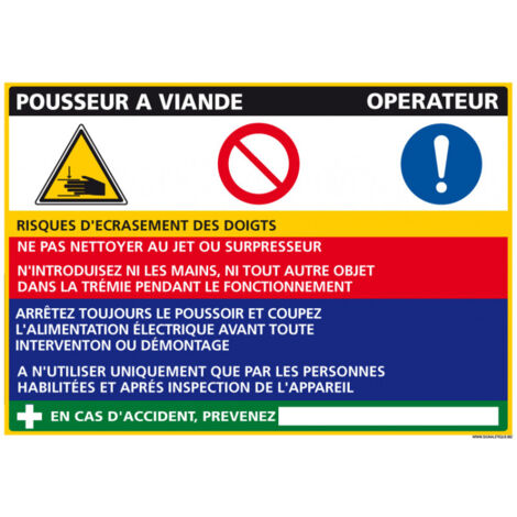 Panneau Fiche de Poste Pousseur à Viande (C1090) - Adhésif - 300 x 210 mm