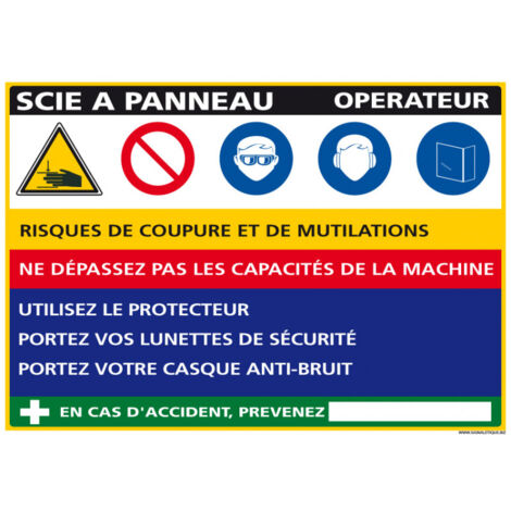 Panneau Fiche de Poste Scie à Panneau (C1124) - Aluminium 2 mm - 300 x 210 mm