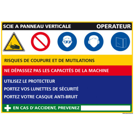 Panneau Fiche de Poste Scie à Panneau Verticale (C1125) - Adhésif - 300 x 210 mm