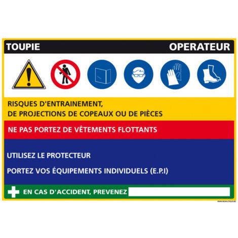 Panneau Fiche de Poste Toupie (C1128) - Adhésif - 300 x 210 mm