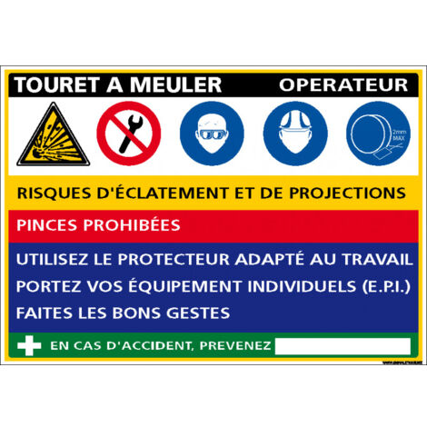 Panneau Fiche de poste Touret à Meuler (C1129) - Adhésif - 300 x 210 mm
