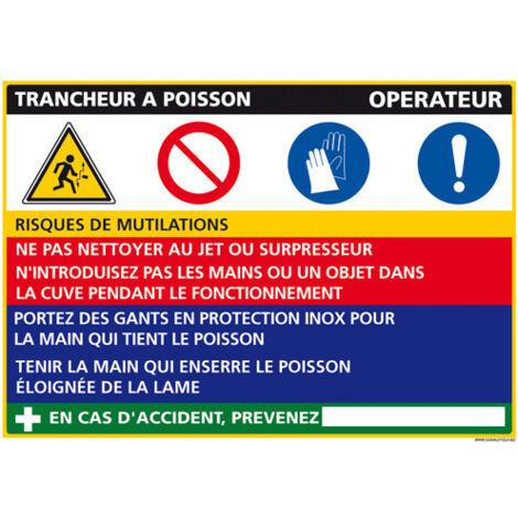 Panneau Fiche de Poste Trancheur à poisson (C1093) - Adhésif - 210 x 300 mm