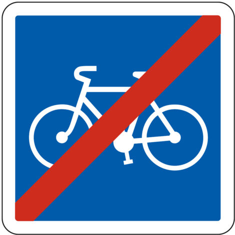 Panneau Fin d’Indication C114 – Fin de piste ou bande cyclable – Carré Classe 1 350 mm – Gamme ECOLIGN